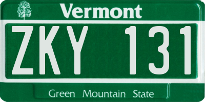 VT license plate ZKY131