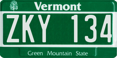 VT license plate ZKY134