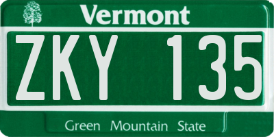 VT license plate ZKY135
