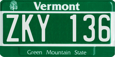 VT license plate ZKY136