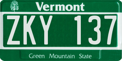 VT license plate ZKY137