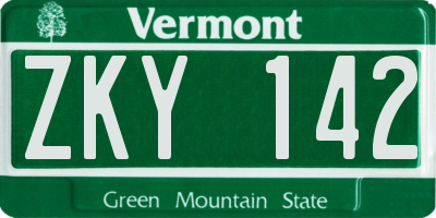 VT license plate ZKY142