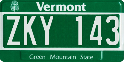 VT license plate ZKY143