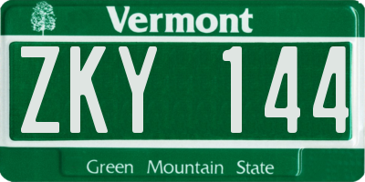 VT license plate ZKY144
