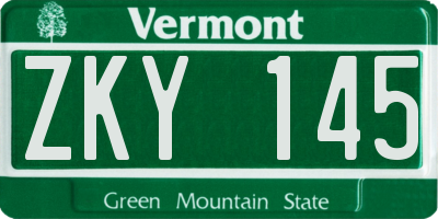 VT license plate ZKY145