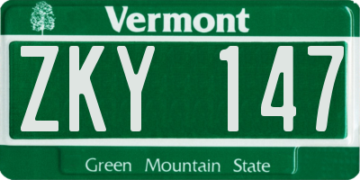 VT license plate ZKY147