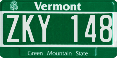 VT license plate ZKY148