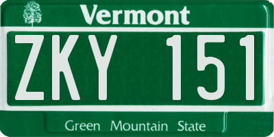 VT license plate ZKY151