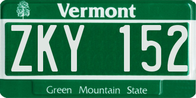 VT license plate ZKY152