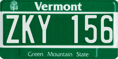 VT license plate ZKY156