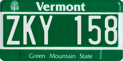 VT license plate ZKY158