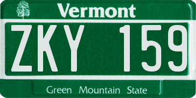 VT license plate ZKY159
