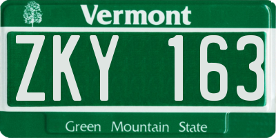 VT license plate ZKY163