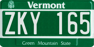 VT license plate ZKY165