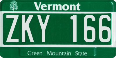 VT license plate ZKY166