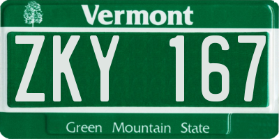 VT license plate ZKY167