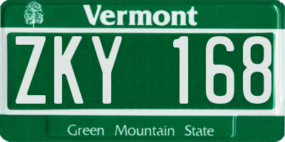 VT license plate ZKY168