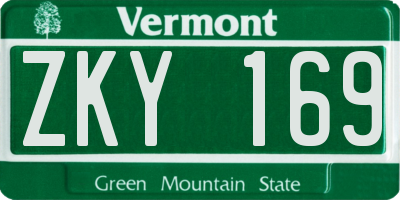 VT license plate ZKY169