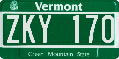VT license plate ZKY170