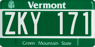 VT license plate ZKY171