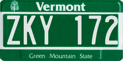 VT license plate ZKY172
