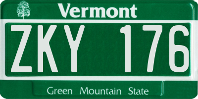 VT license plate ZKY176