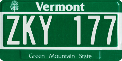 VT license plate ZKY177