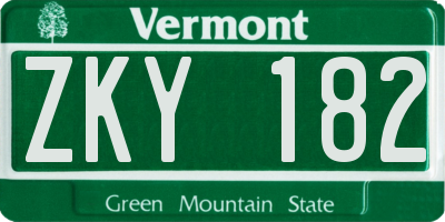 VT license plate ZKY182