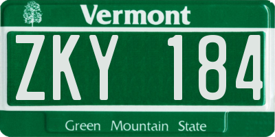 VT license plate ZKY184