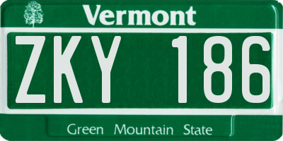 VT license plate ZKY186