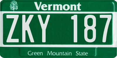 VT license plate ZKY187