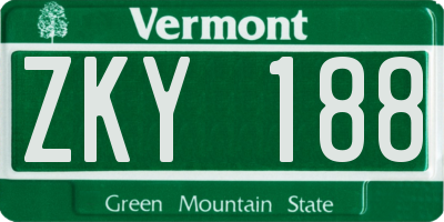 VT license plate ZKY188