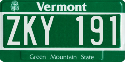 VT license plate ZKY191