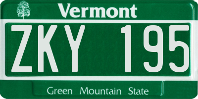 VT license plate ZKY195