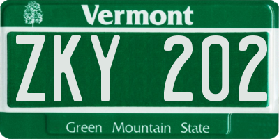 VT license plate ZKY202