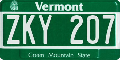 VT license plate ZKY207