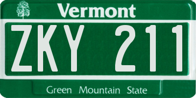 VT license plate ZKY211
