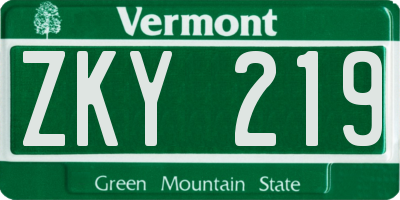 VT license plate ZKY219