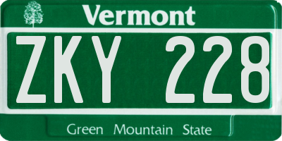 VT license plate ZKY228