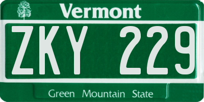 VT license plate ZKY229
