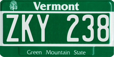 VT license plate ZKY238