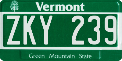 VT license plate ZKY239