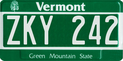 VT license plate ZKY242