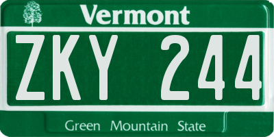 VT license plate ZKY244