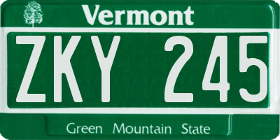VT license plate ZKY245