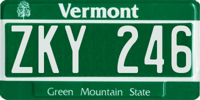VT license plate ZKY246