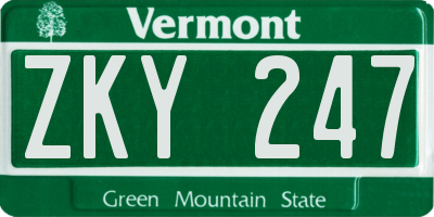 VT license plate ZKY247