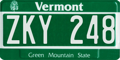 VT license plate ZKY248