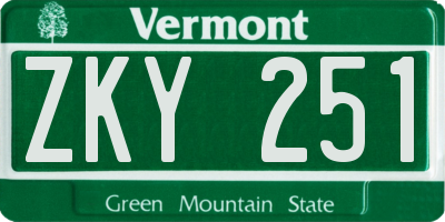 VT license plate ZKY251