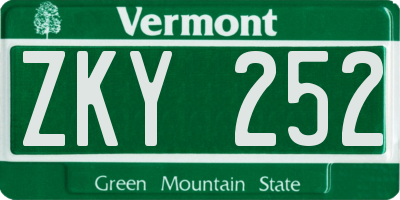 VT license plate ZKY252